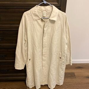 Men’s Vintage Polo Jeans Company Linen Trench Coat Size Large